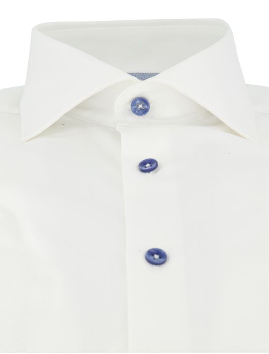 Slim Fit Ledub overhemd wit mouwlengte 7