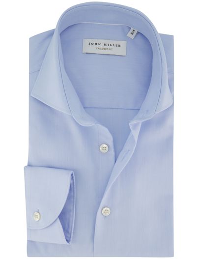 John Miller Lichtblauw overhemd John Miller cutaway boord