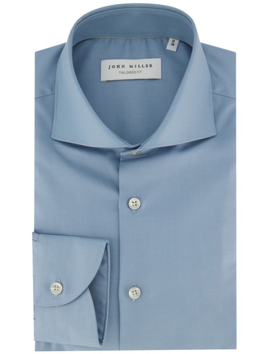 John Miller overhemd blauw strijkvrij mouwlengte 7