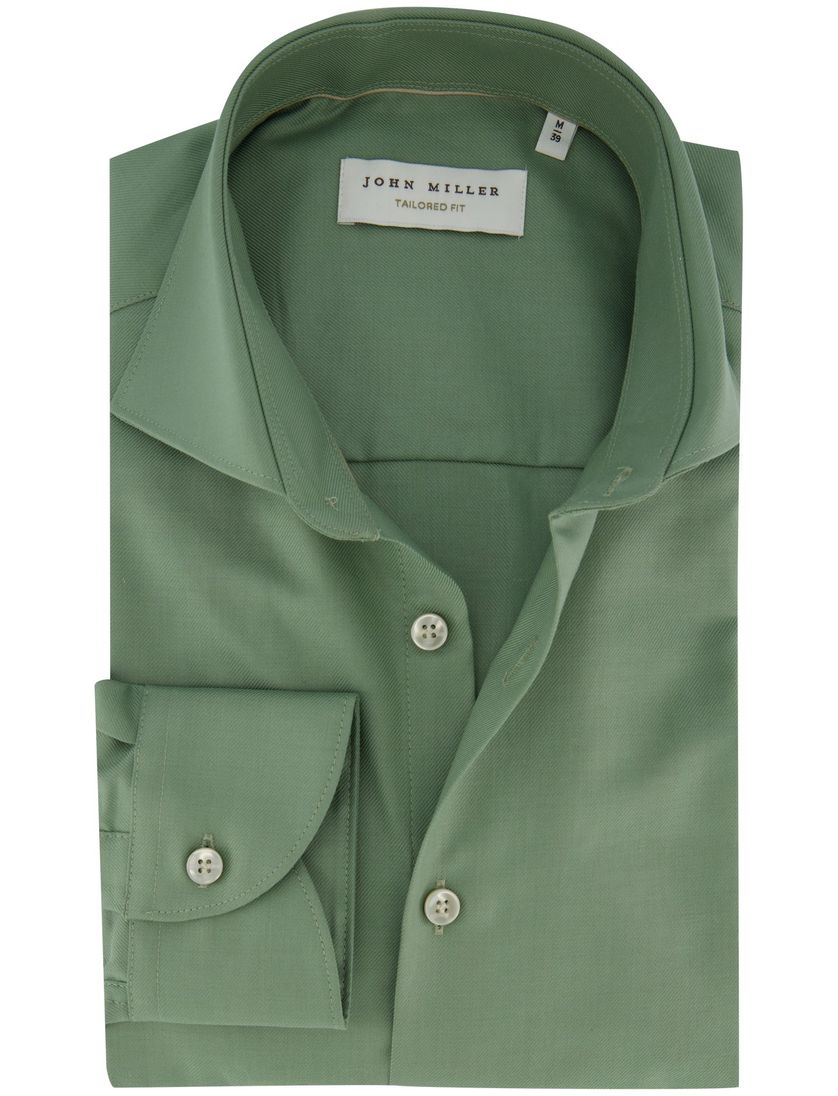 Overhemd John Miller groen strijkvrij normale fit
