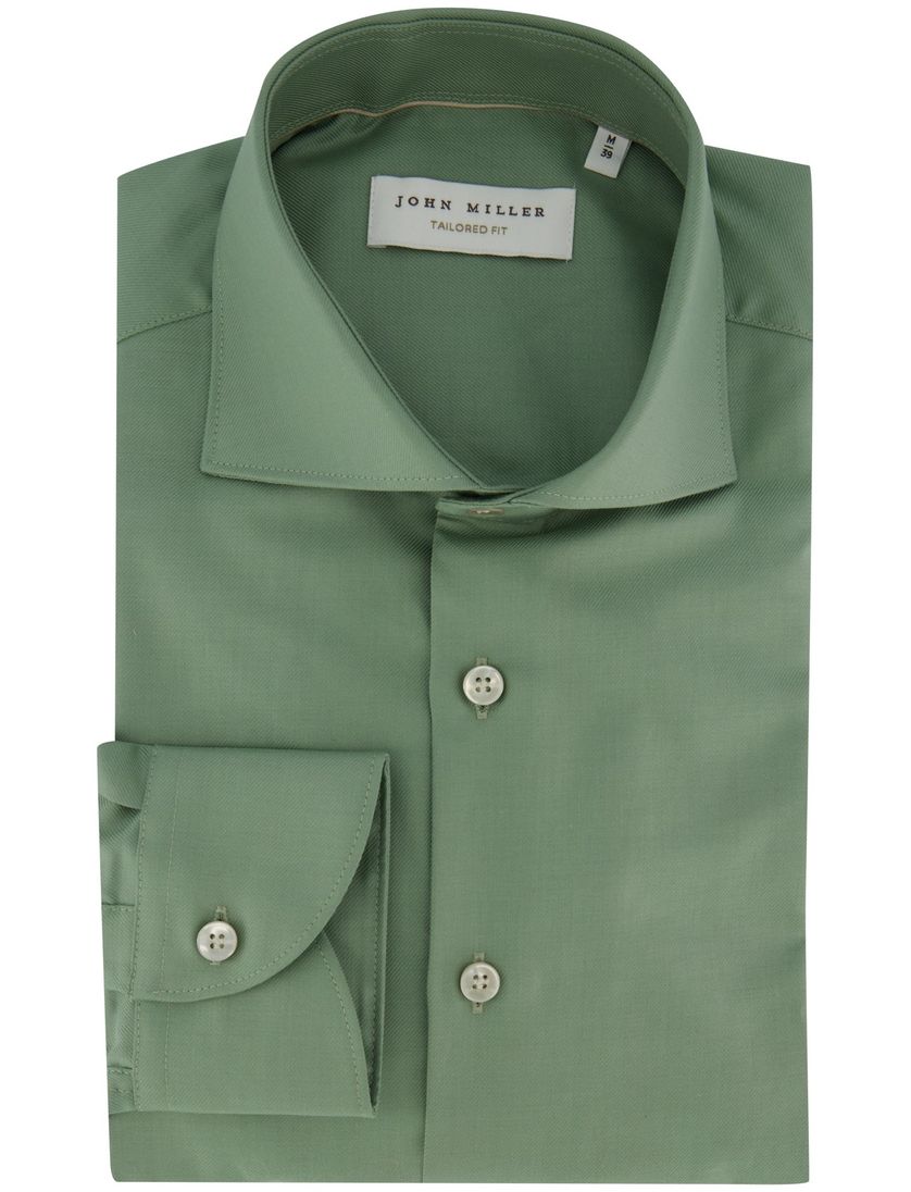 Overhemd John Miller groen strijkvrij normale fit