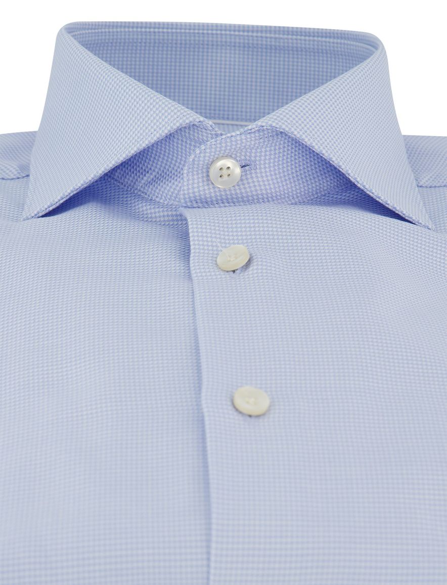 John Miller tailored fit overhemd lichtblauwe ruitjes