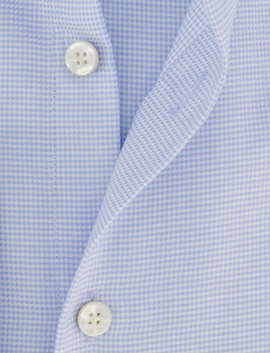 John Miller tailored fit overhemd lichtblauwe ruitjes