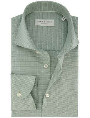 John Miller John Miller overhemd groen strijkvrij mouwlengte 7