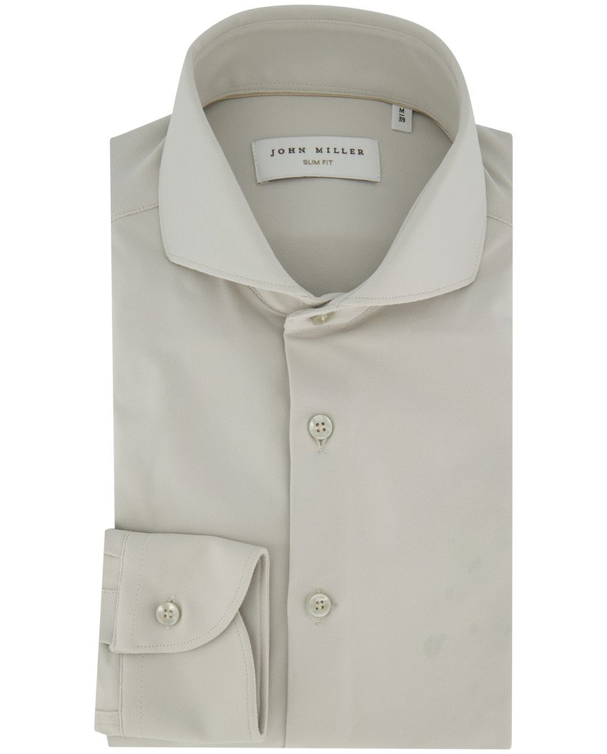 John Miller overhemd lichtgrijs effen mouwlengte 7
