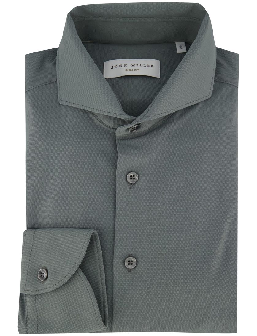 Overhemd groen John Miller hyperstretch mouwlengte 7 wide collar