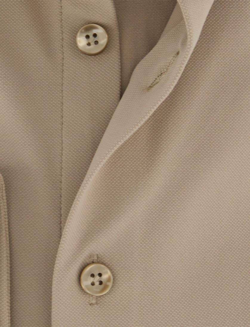 Slim fit overhemd wide collar John Miller mouwlengte 7 beige