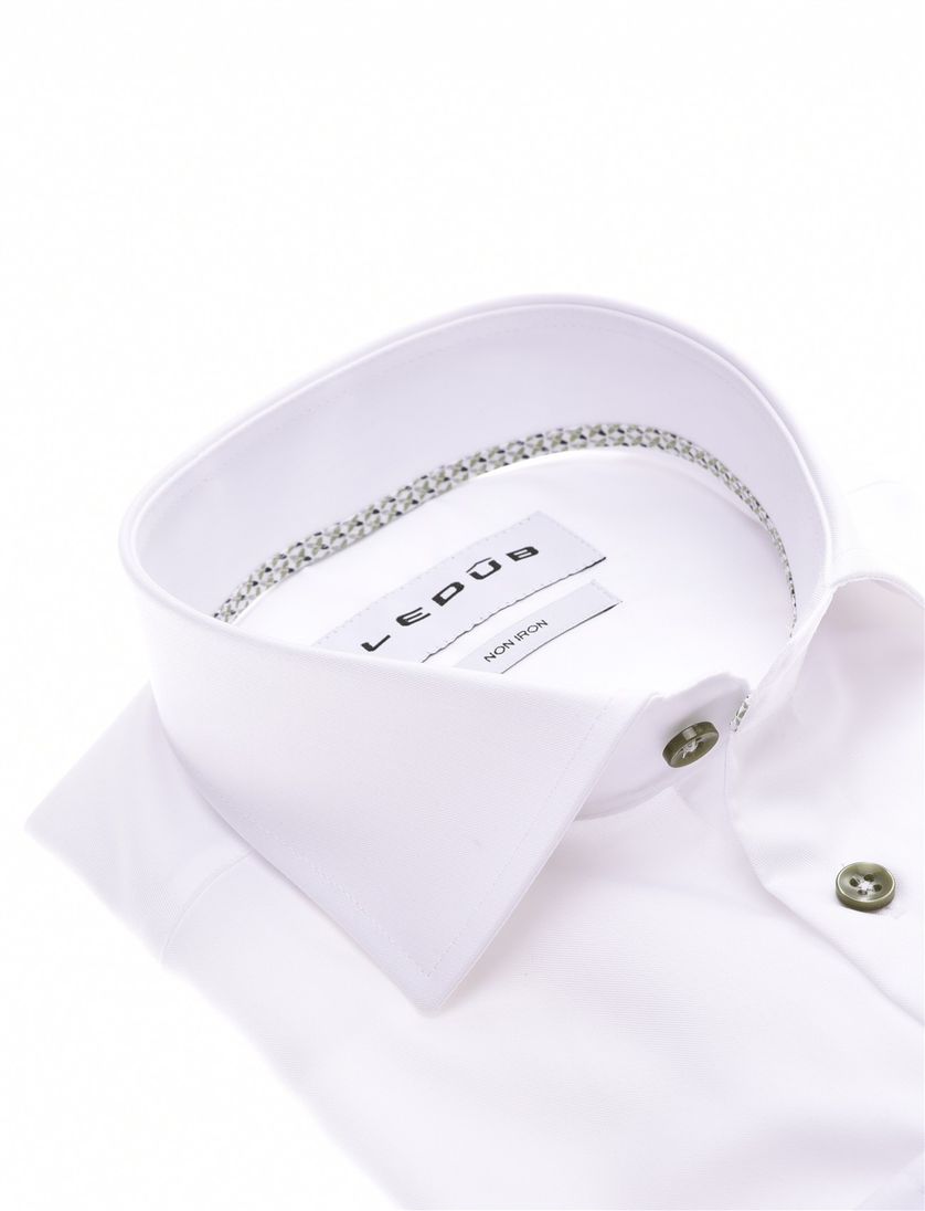 Overhemd Ledub wit effen strijkvrij Modern Fit met borstzak
