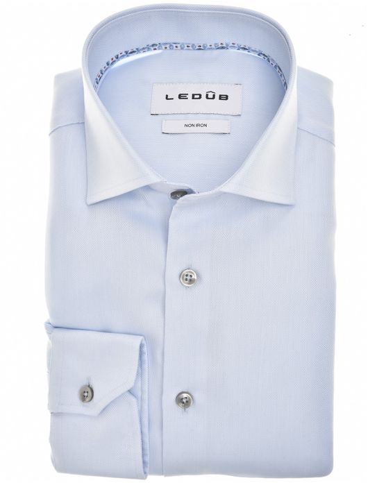 Ledub overhemd lichtblauw Modern Fit katoen effen