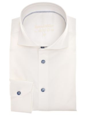 Ledub Ledub Slim Fit overhemd wit zakelijk donkere knoop