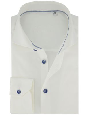 Ledub Wit Ledub Slim Fit overhemd wide spread met blauwe details