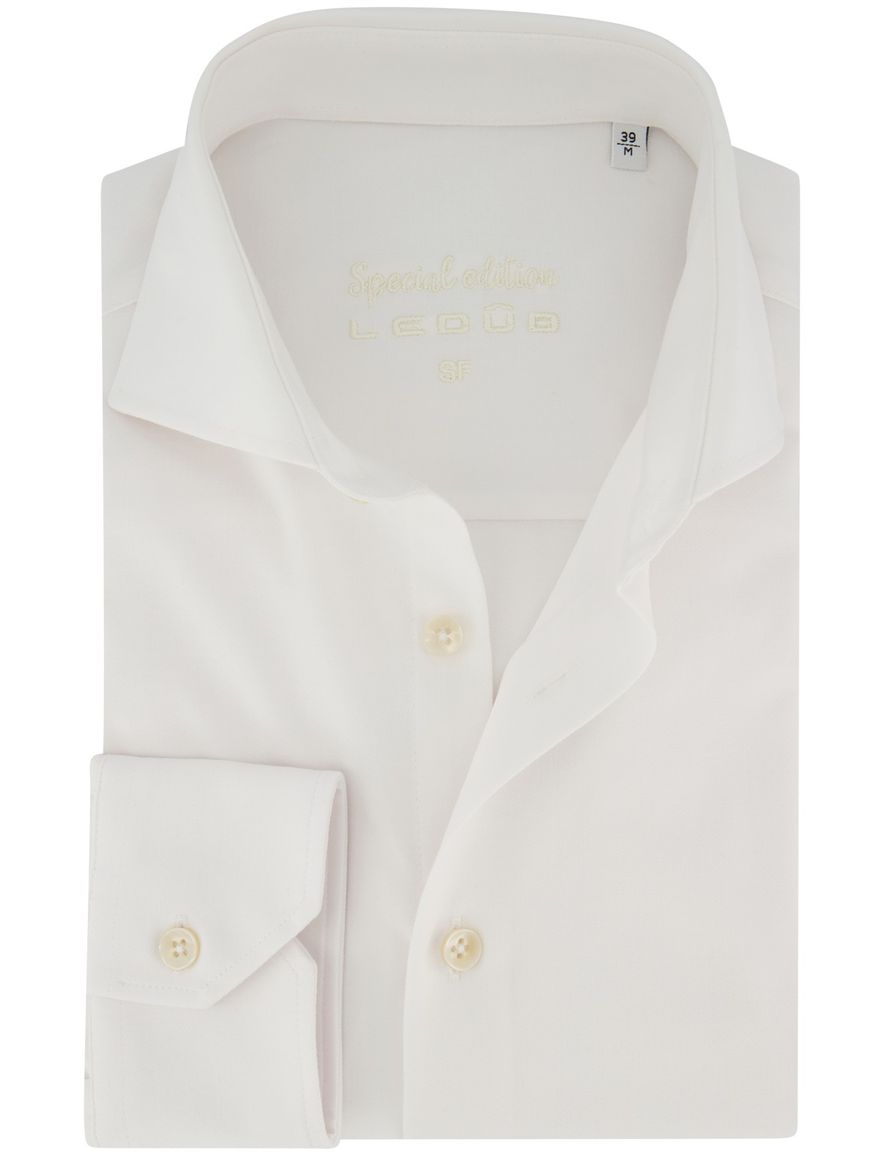 Wit slim fit overhemd Ledub tijdloos cutaway kraag