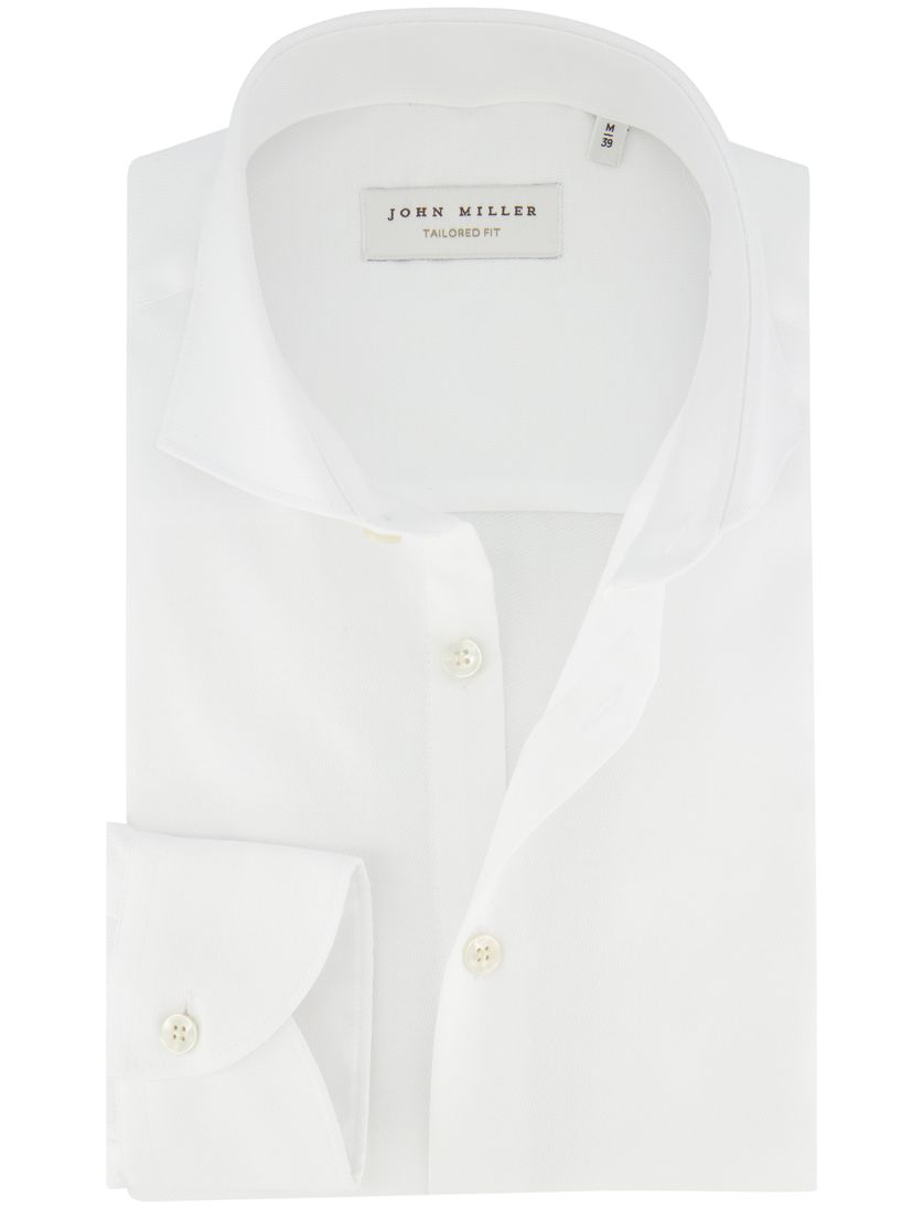 Strijkvrij overhemd John Miller Tailored Fit wit effen