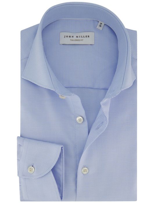 John Miller overhemd lichtblauw geprint strijkvrij