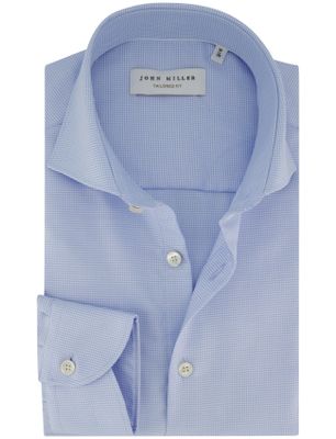 John Miller overhem lichtblauw John Miller tailored fit printje strijkvrij