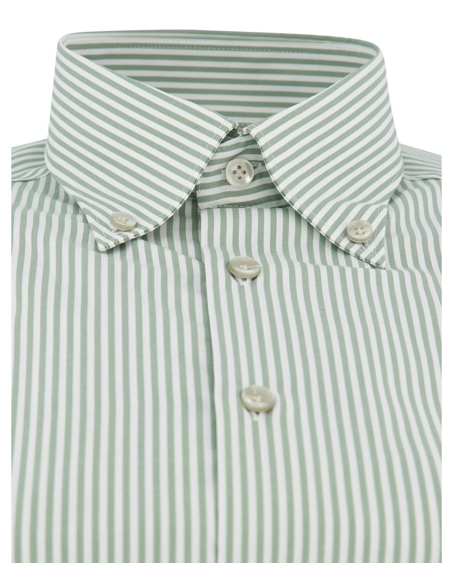 John Miller overhemd groen met strepen Tailored Fit