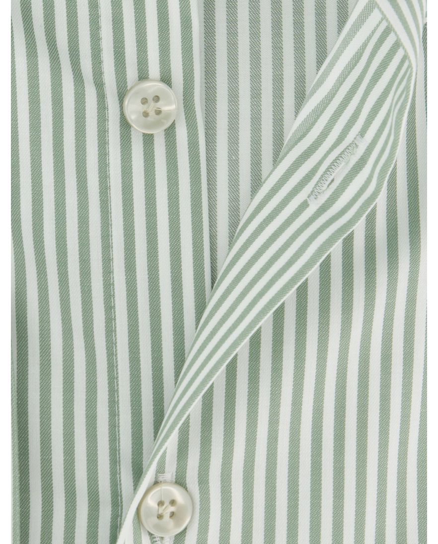 John Miller overhemd groen met strepen Tailored Fit