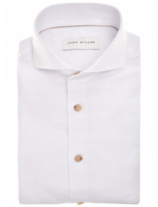 John Miller overhemd lichtblauw linnen Slim Fit