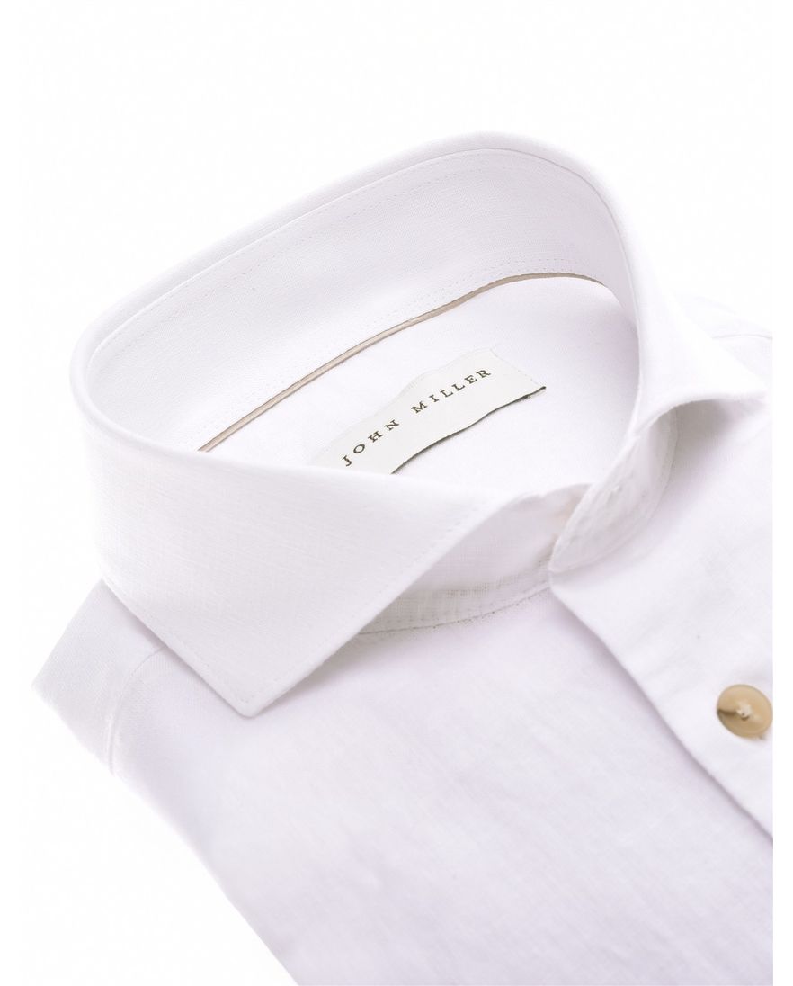 John Miller overhemd lichtblauw linnen Slim Fit gemeleerd