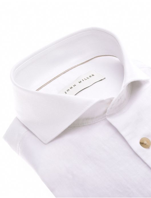John Miller overhemd lichtblauw linnen Slim Fit