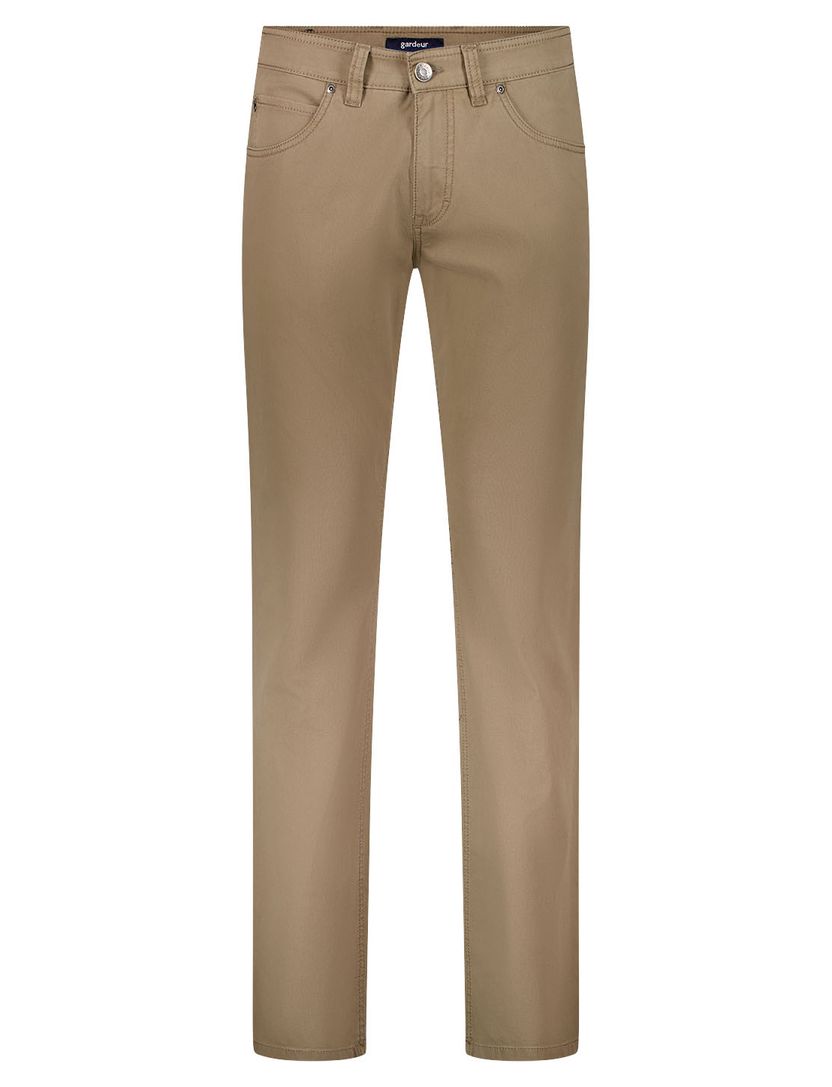 Camel pantalon 5-pocket Gardeur Modern Fit zonder omslag