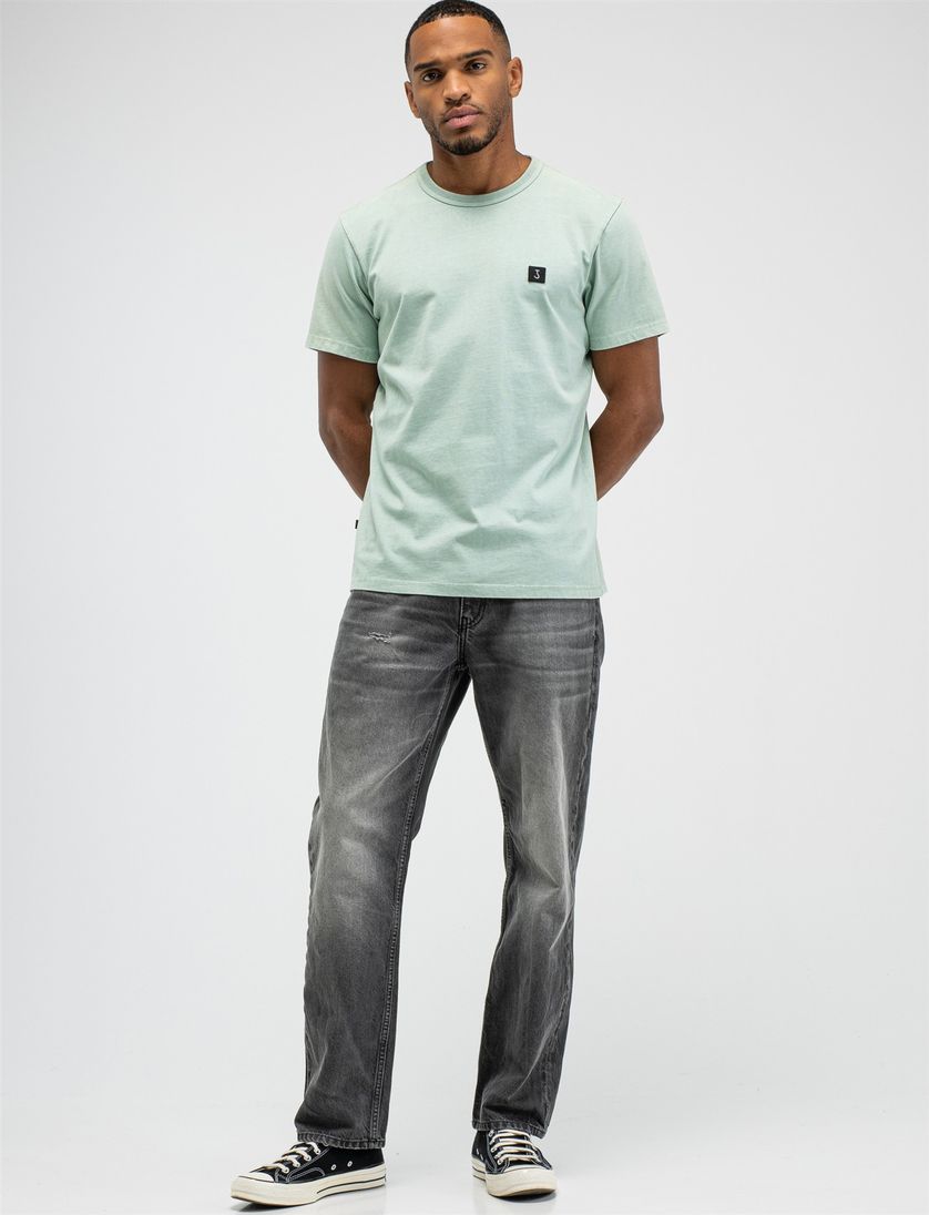 Turqoise shirt Butcher of blue gemeleerd