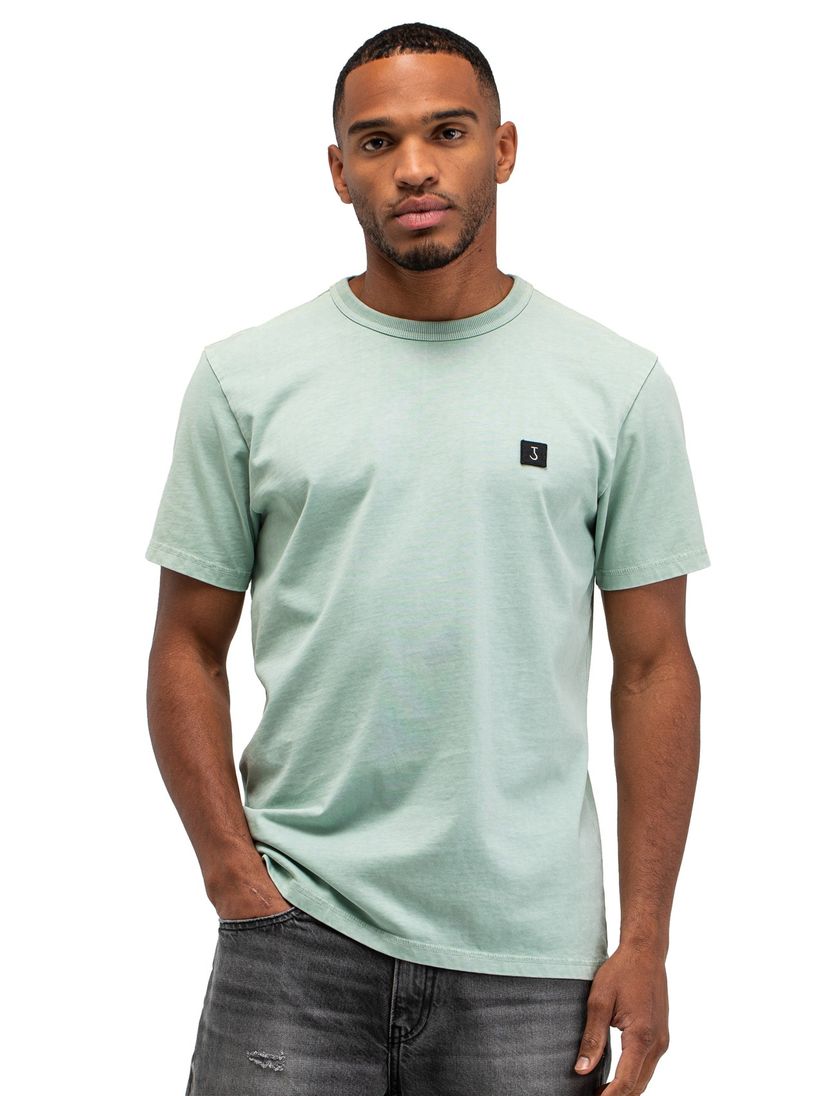 Turqoise shirt Butcher of blue gemeleerd