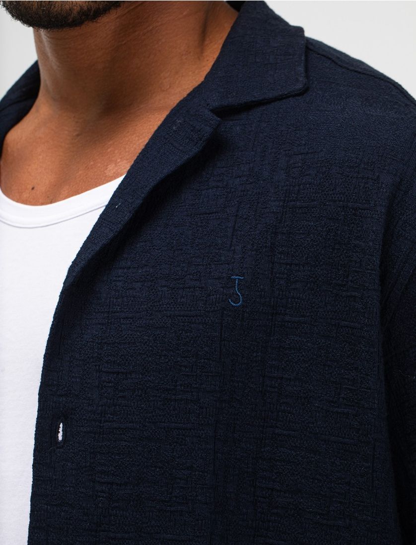 Doorknoop polo Butcher of Blue donkerblauw structuur deel van set