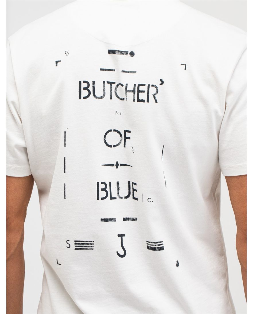 Butcher of blue shirt wit effen katoen