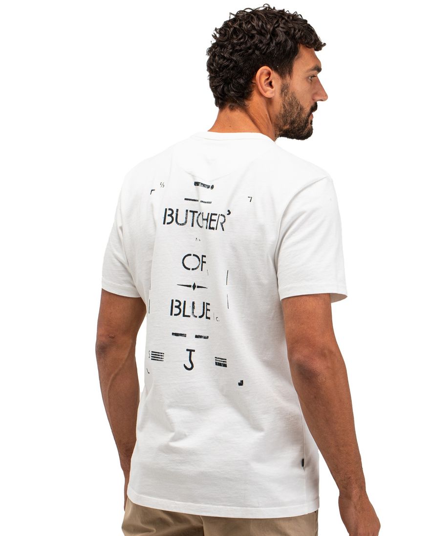 Butcher of blue shirt wit effen katoen