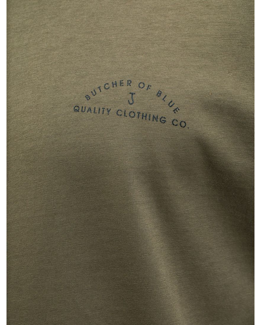 Butcher of Blue t-shirt khaki backprint letters ronde hals