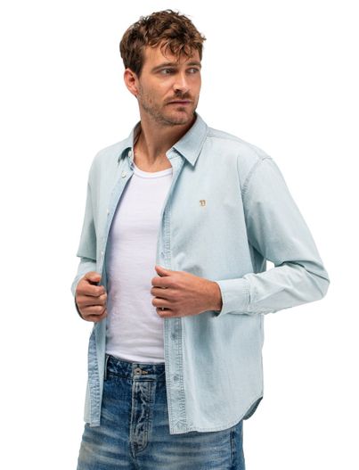 Butcher of Blue Lichtblauw overhemd Butcher of Blue normale fit