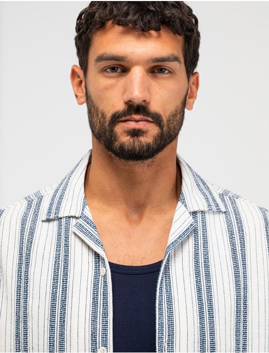 Butcher of Blue doorknoop polo wit gestreept deel van set