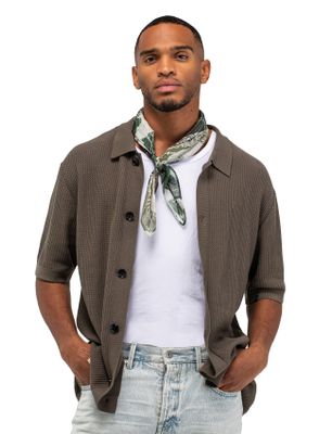 Butcher of Blue Bruin Overhemd Overshirt Butcher of Blue gebreid