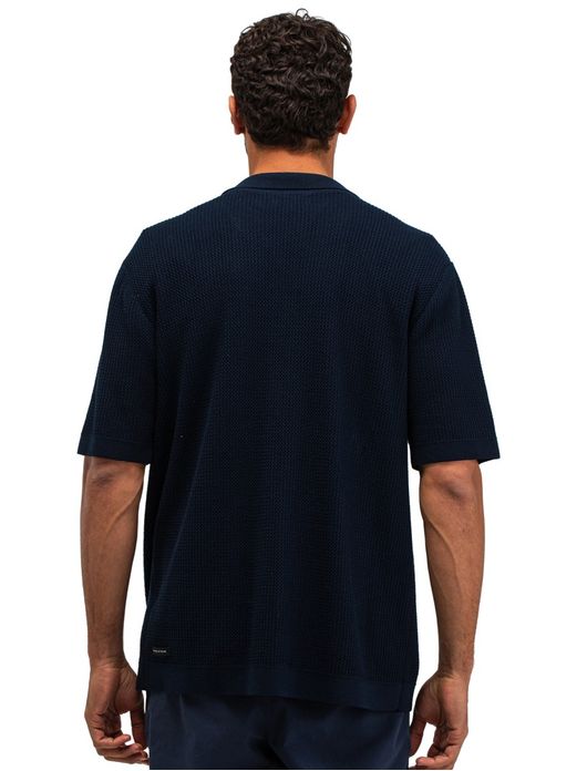 Polo doorknoop Butcher of Blue donkerblauw gebreid