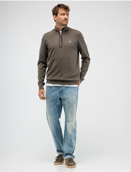 Butcher of blue trui groen half zip