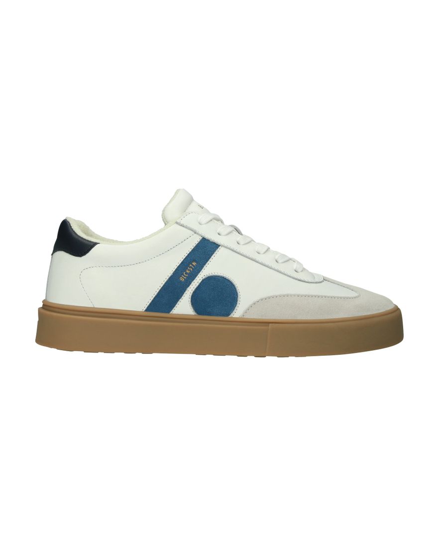 Blackstone sneaker leer geprint wit blauw laag