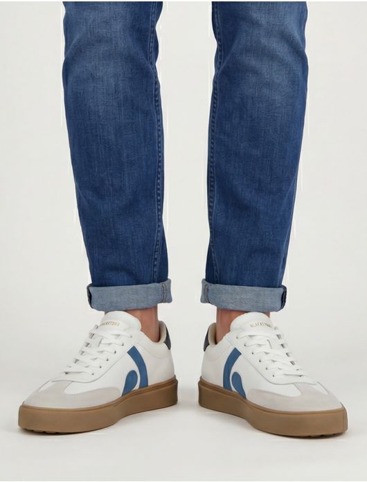 Blackstone sneakers wit blauw laag leer