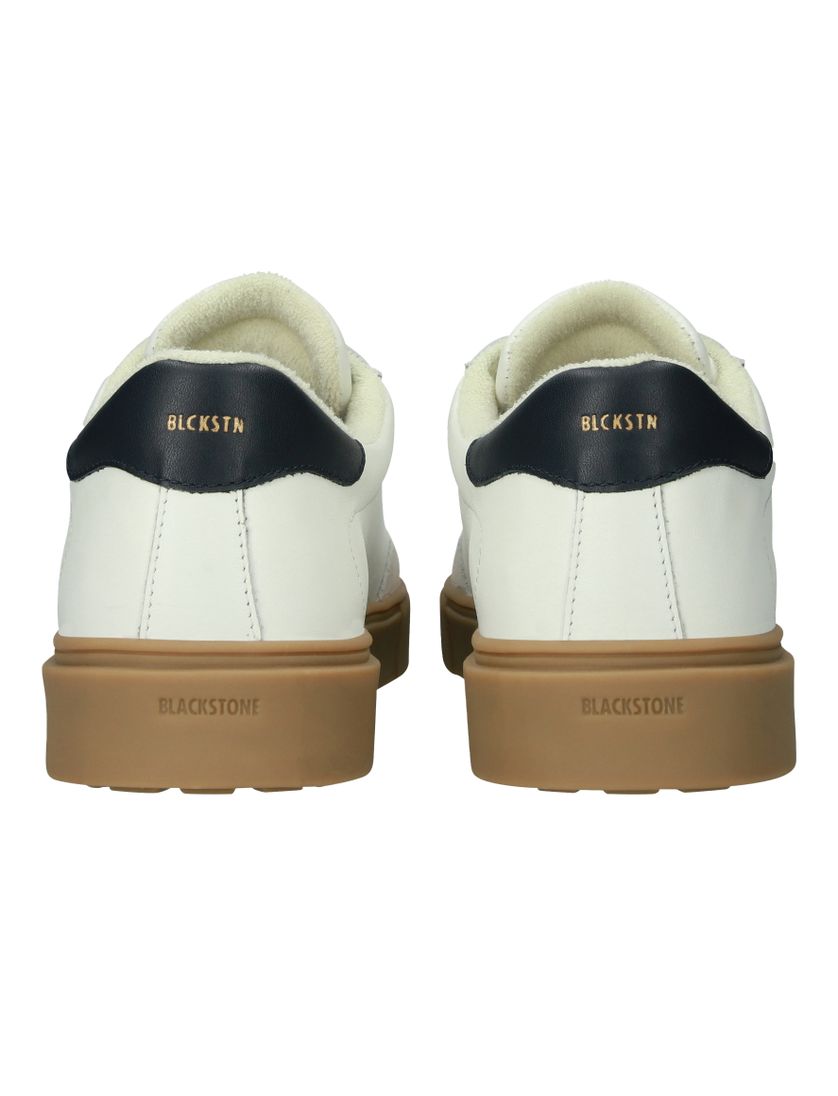 Blackstone lage sneaker leer print wit blauw