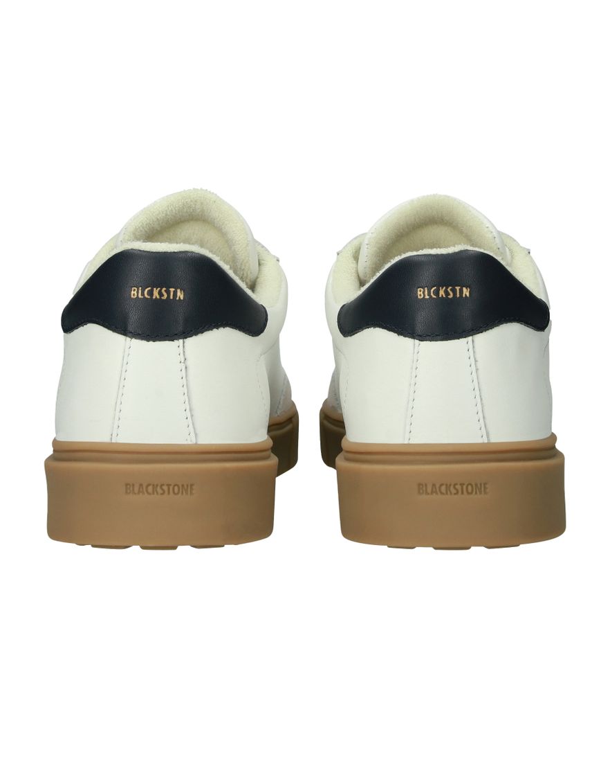 Blackstone sneaker leer geprint wit blauw laag