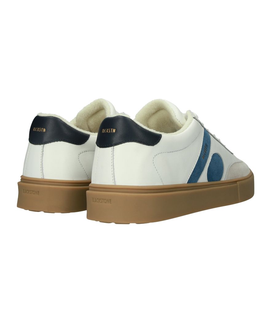 Blackstone sneaker leer geprint wit blauw laag