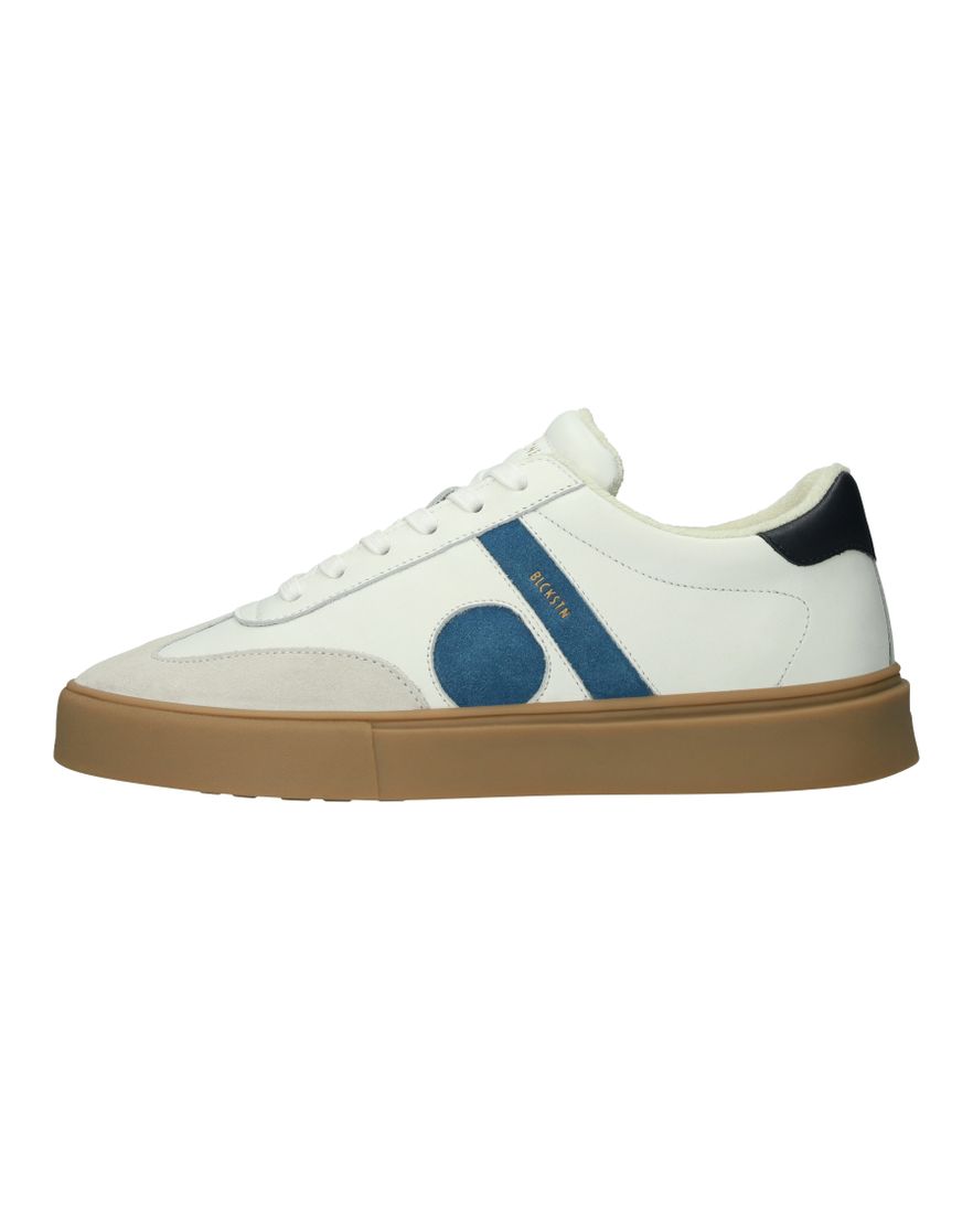 Blackstone sneaker leer geprint wit blauw laag