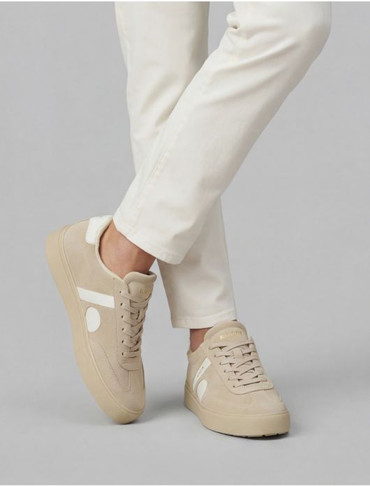 Blackstone sneakers beige suede laag