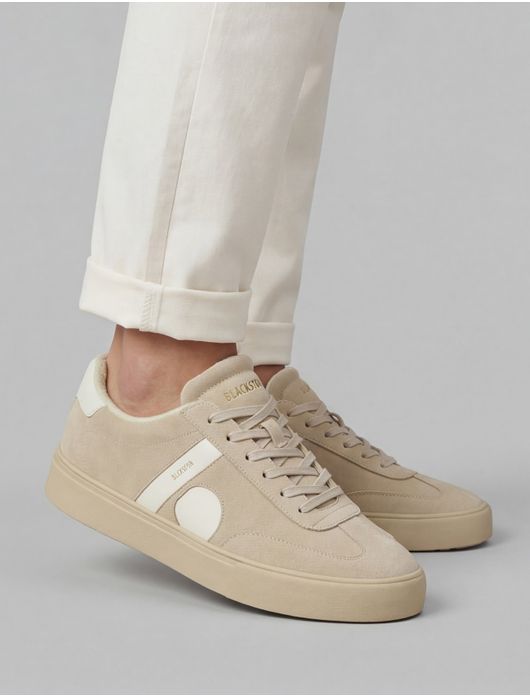 Blackstone sneakers beige suede laag