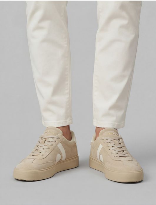 Blackstone sneakers beige suede laag