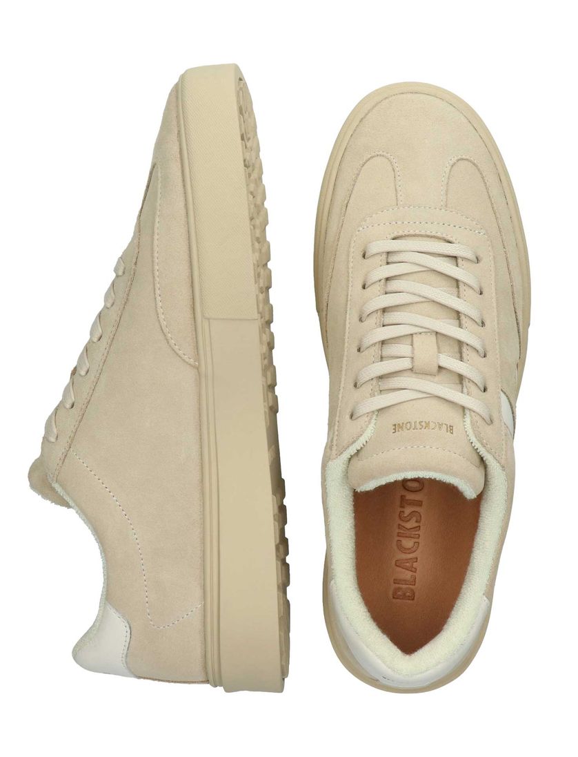 Blackstone lage sneaker creme en beige suede