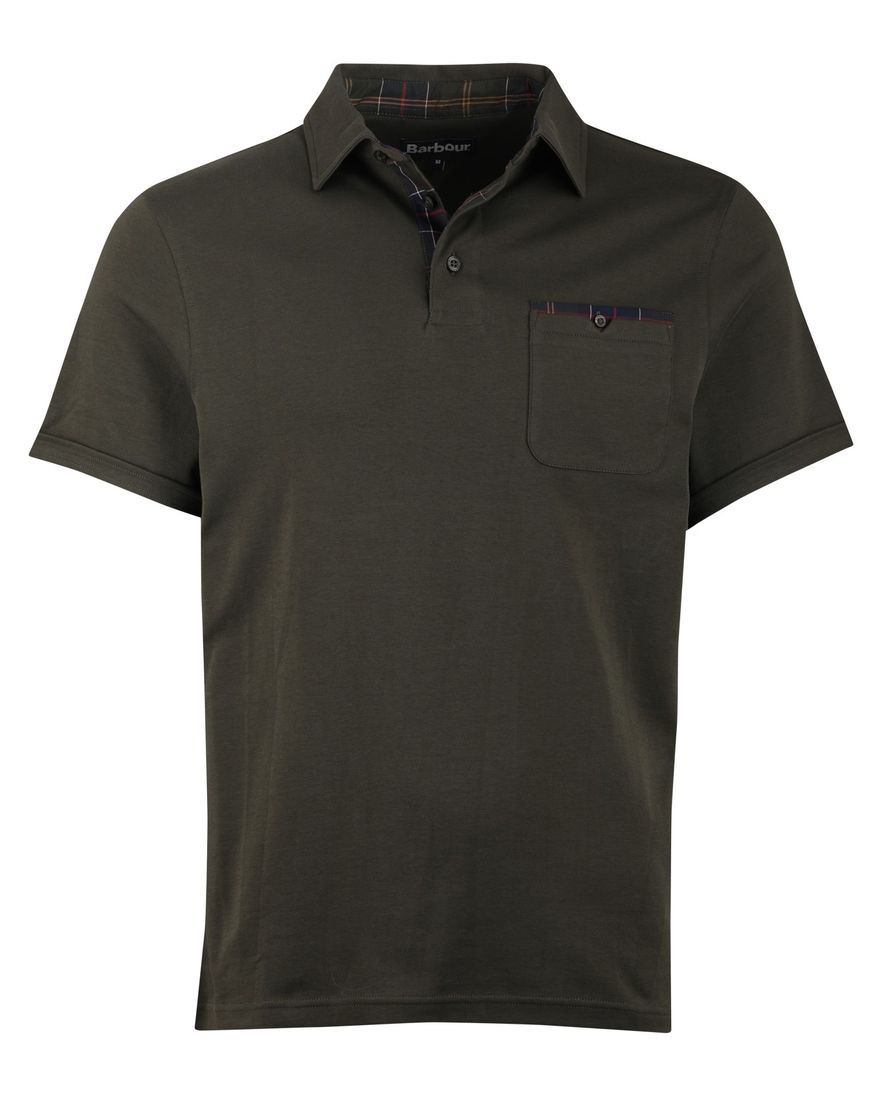 Donkergroene polo Barbour korte mouw 3 knoopjes