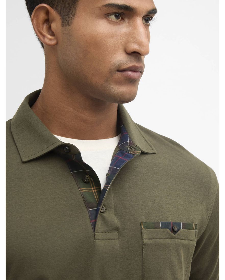 Donkergroene polo Barbour korte mouw 3 knoopjes