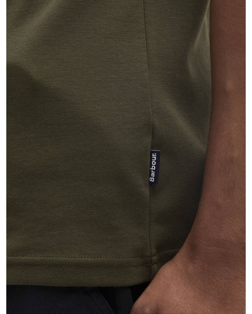 Donkergroene polo Barbour korte mouw 3 knoopjes