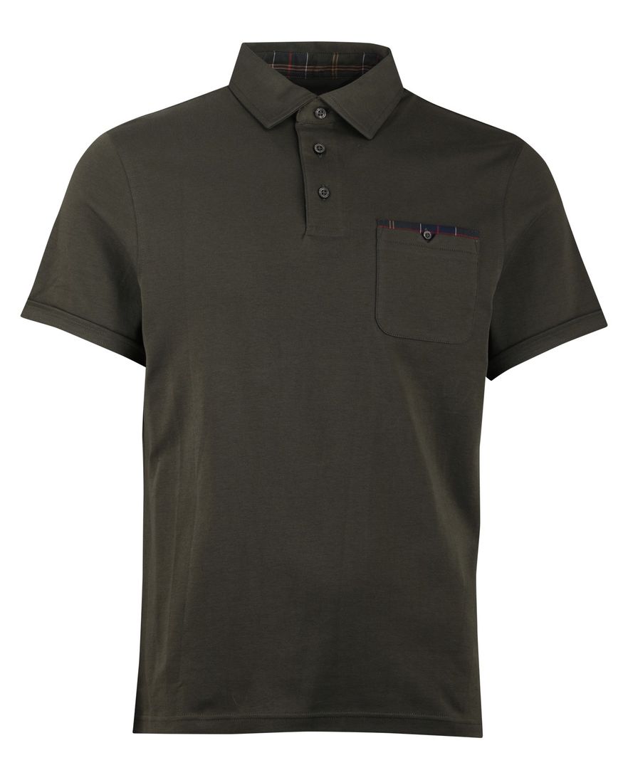Donkergroene polo Barbour korte mouw 3 knoopjes